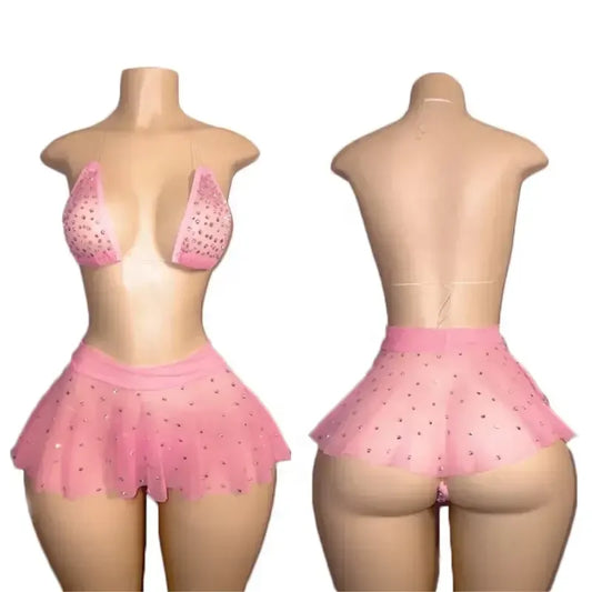 Bikini Skirt Set - Rhinestone