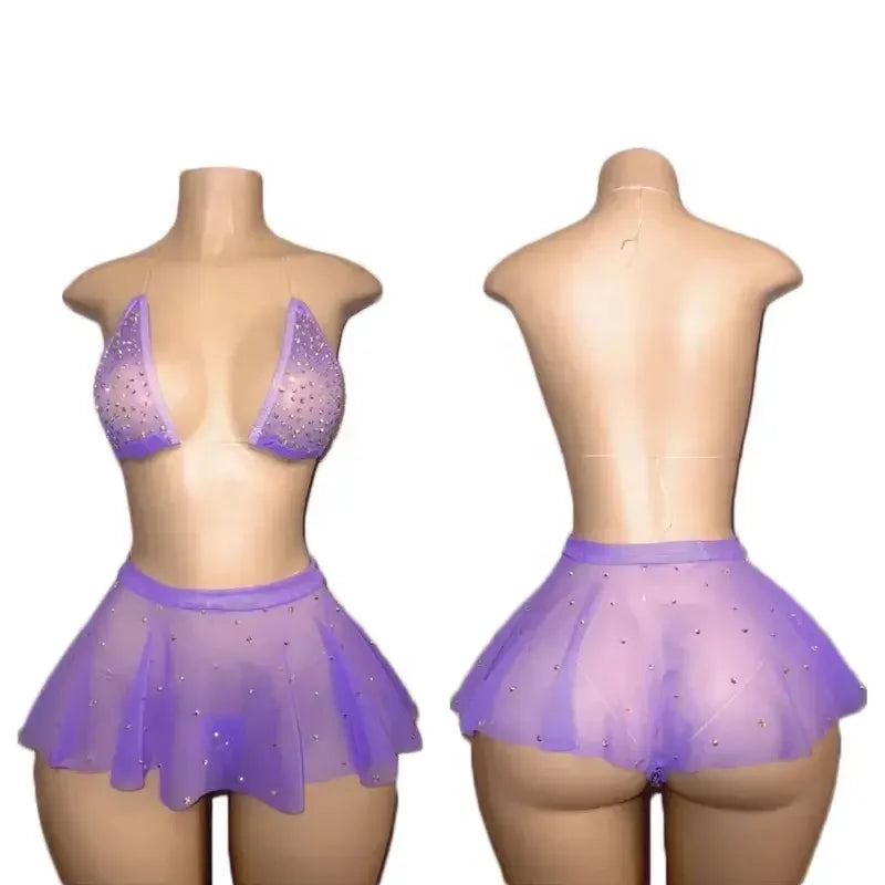 Bikini Skirt Set - Rhinestone