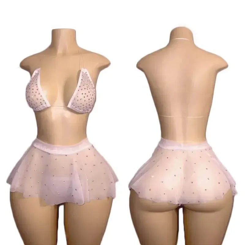 Bikini Skirt Set - Rhinestone