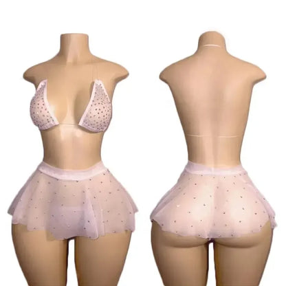 Bikini Skirt Set - Rhinestone